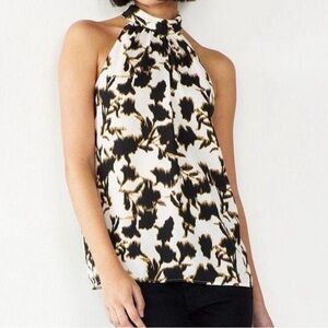 Nine West Black and Cream Halter Blouse